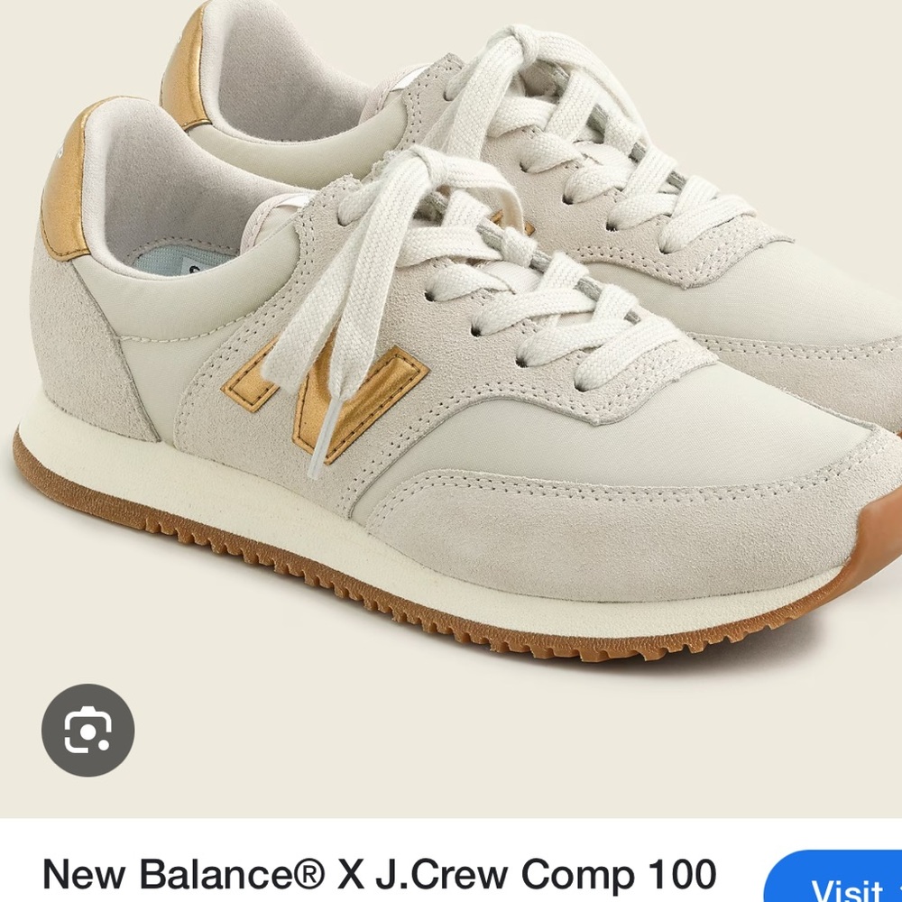 New Balance Women's offwhite and Gold Sneakers